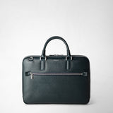 Extra slim briefcase in evoluzione leather - navy blue