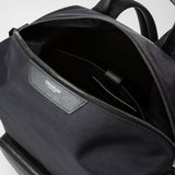 Rucksack aus recyceltem twill und evoluzione-leder - eclipse black