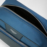 Washbag in evoluzione leather - denim blue