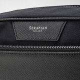 Washbag in recycled twill and evoluzione leather - eclipse black