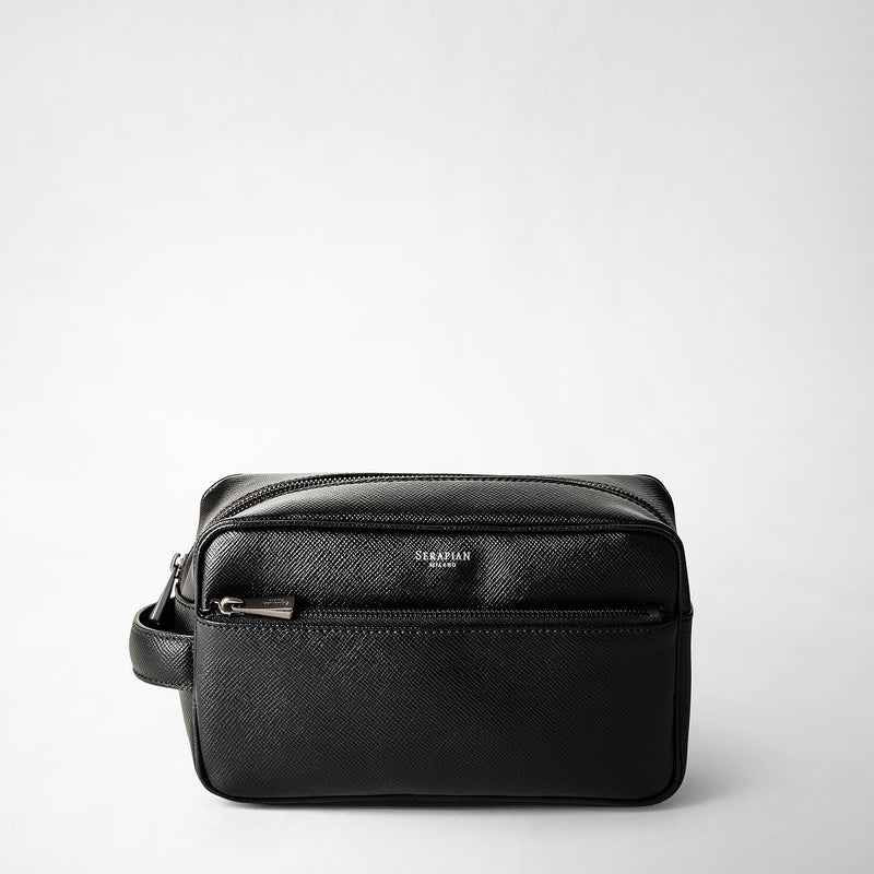 Washbag in evoluzione leather - eclipse black