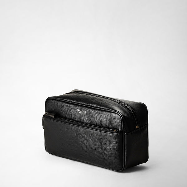 Wash bag in evoluzione leather - eclipse black