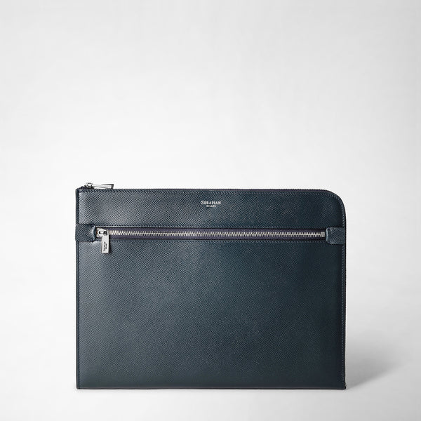 Document folio in evoluzione leather - navy blue