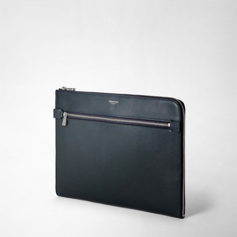 Document folio in evoluzione leather - navy blue