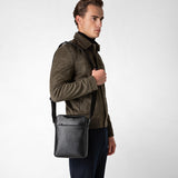 North south messenger in evoluzione leather - eclipse black