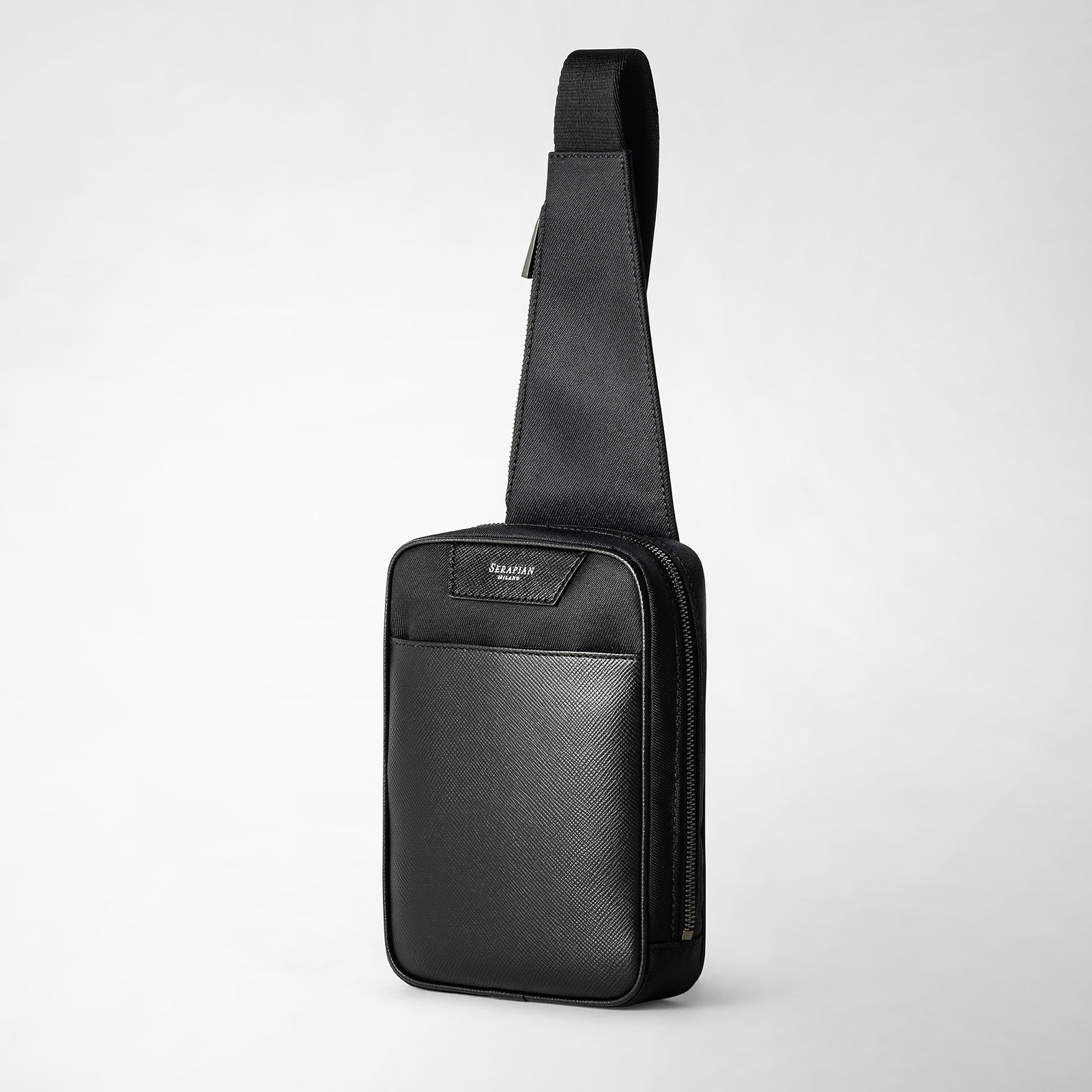 SERAPIAN 2室 ビジネスバッグ レザー Double gusset briefcase evoluzione eclipse black