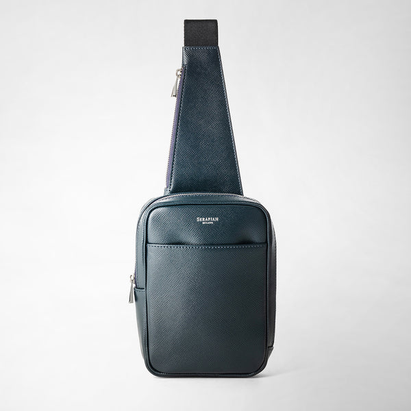 Sling backpack in evoluzione leather - navy blue