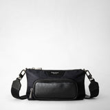 Borsa mini messenger in twill riciclato e pelle evoluzione - eclipse black