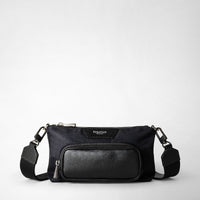 ENVELOPE-MINITASCHE AUS RECYCELTEM TWILL UND EVOLUZIONE-LEDER Eclipse Black