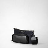 Mini envelope in recycled twill and evoluzione leather - eclipse black