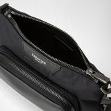 Borsa mini messenger in twill riciclato e pelle evoluzione - eclipse black