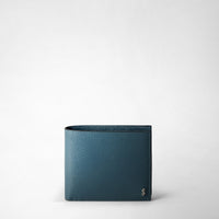 4-CARD BILLFOLD WALLET WITH COIN POUCH IN EVOLUZIONE LEATHER Avio Blue