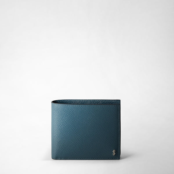 4-card billfold wallet with coin pouch in evoluzione leather - avio blue