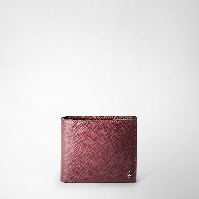 4-card billfold wallet with coin pouch in evoluzione leather - ruby red
