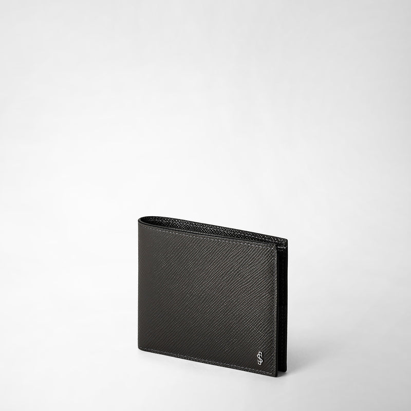 8-card billfold wallet in evoluzione leather - anthracite gray