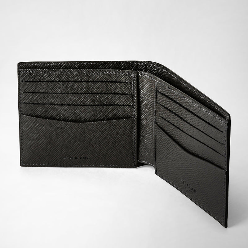 8-card billfold wallet in evoluzione leather - anthracite gray
