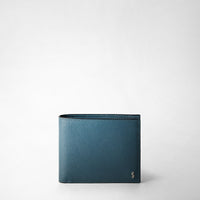 8-CARD BILLFOLD WALLET IN EVOLUZIONE LEATHER Avio Blue