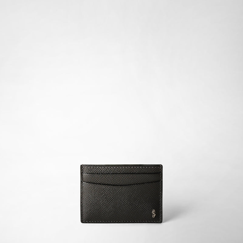 4-card holder in evoluzione leather - anthracite gray
