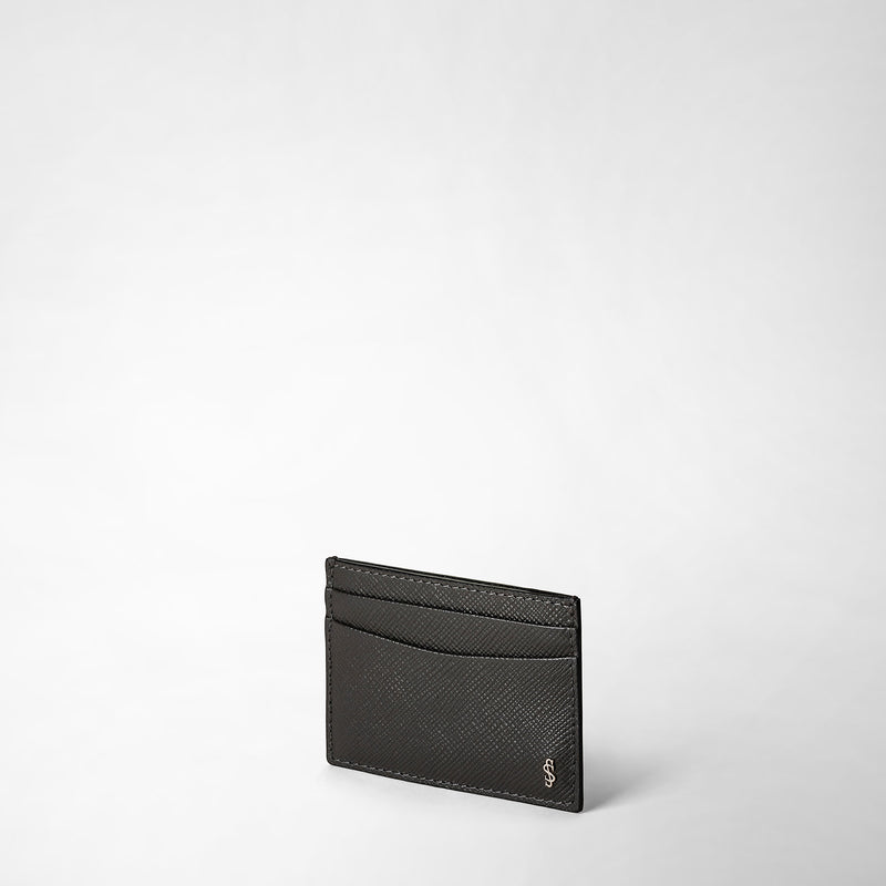 4-card holder in evoluzione leather - anthracite gray
