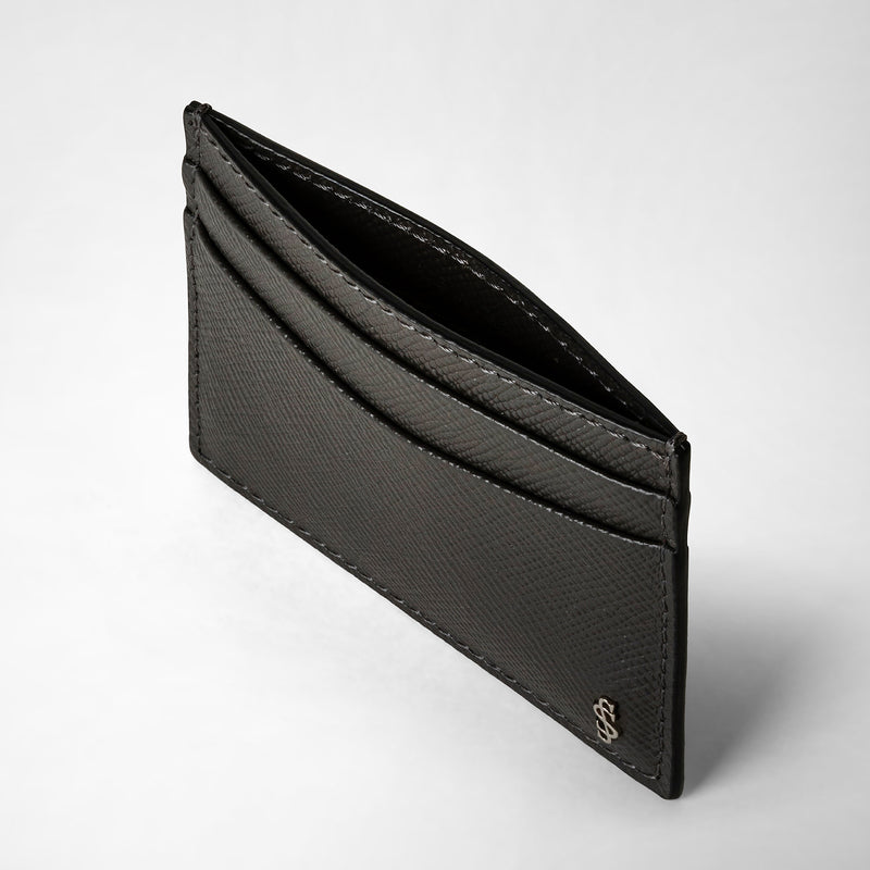 4-card holder in evoluzione leather - anthracite gray