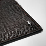4-card holder in evoluzione leather - dark brown