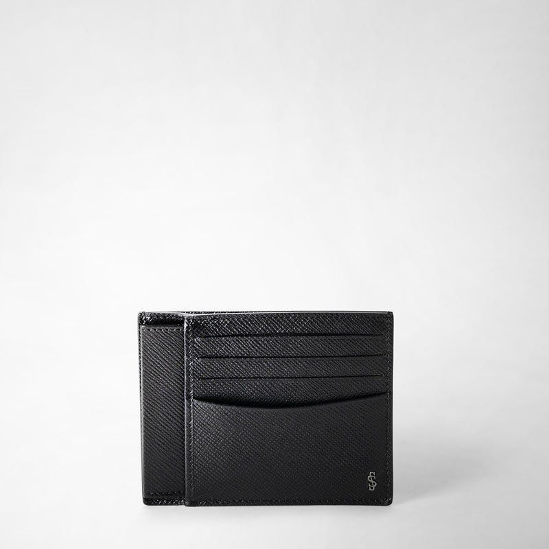 3-card & id case in evoluzione leather - eclipse black