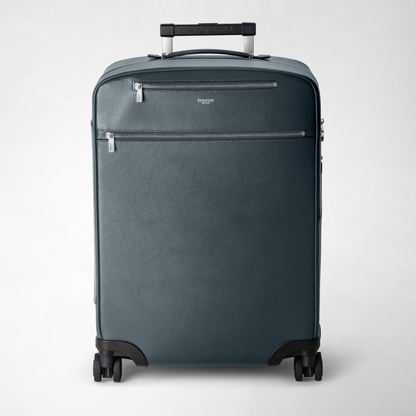 Cabin trolley in evoluzione leather - navy blue