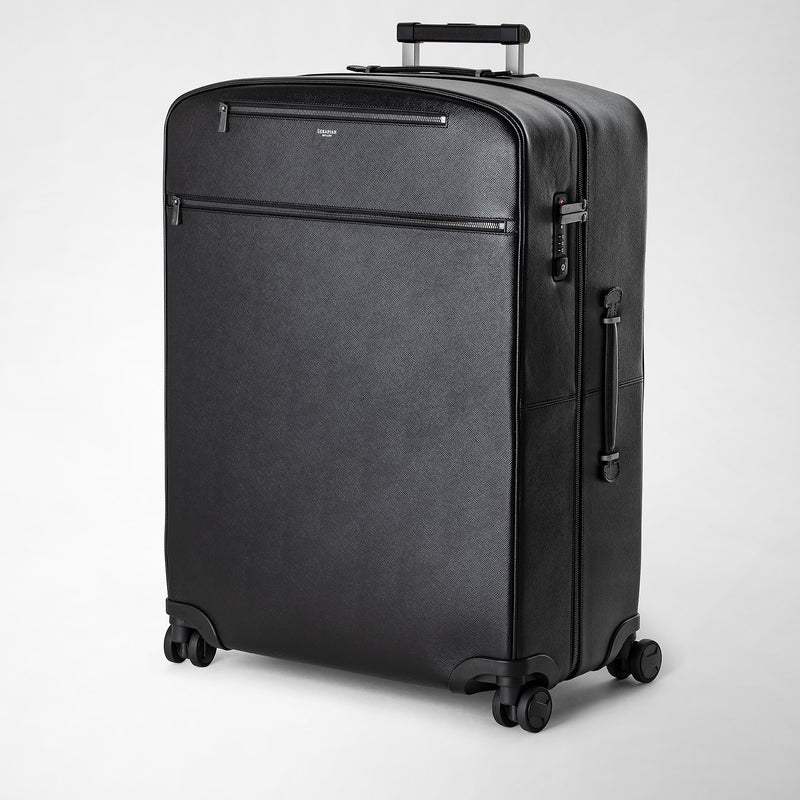 Large trolley in evoluzione leather - eclipse black