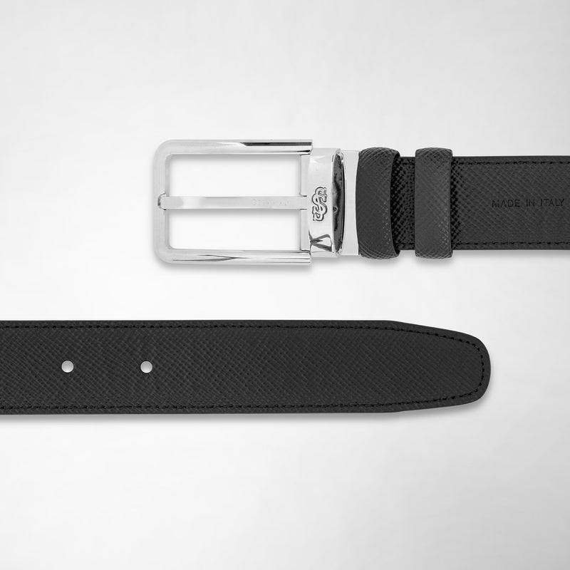 Reversible belt in evoluzione leather - black/navy blue