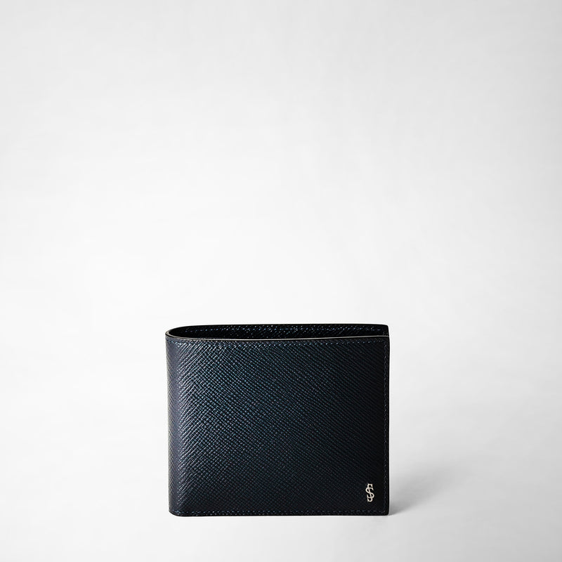 4-card billfold wallet with coin pouch in evoluzione leather - navy blue