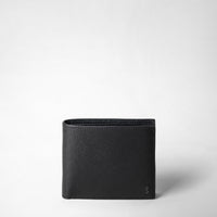 4-CARD BILLFOLD WALLET WITH COIN POUCH IN EVOLUZIONE LEATHER Eclipse Black