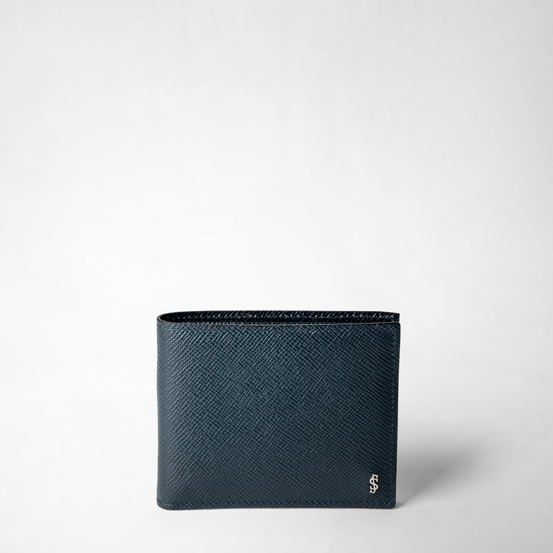 Evoluzioneレザー製8カードビルフォールドウォレット - navy blue