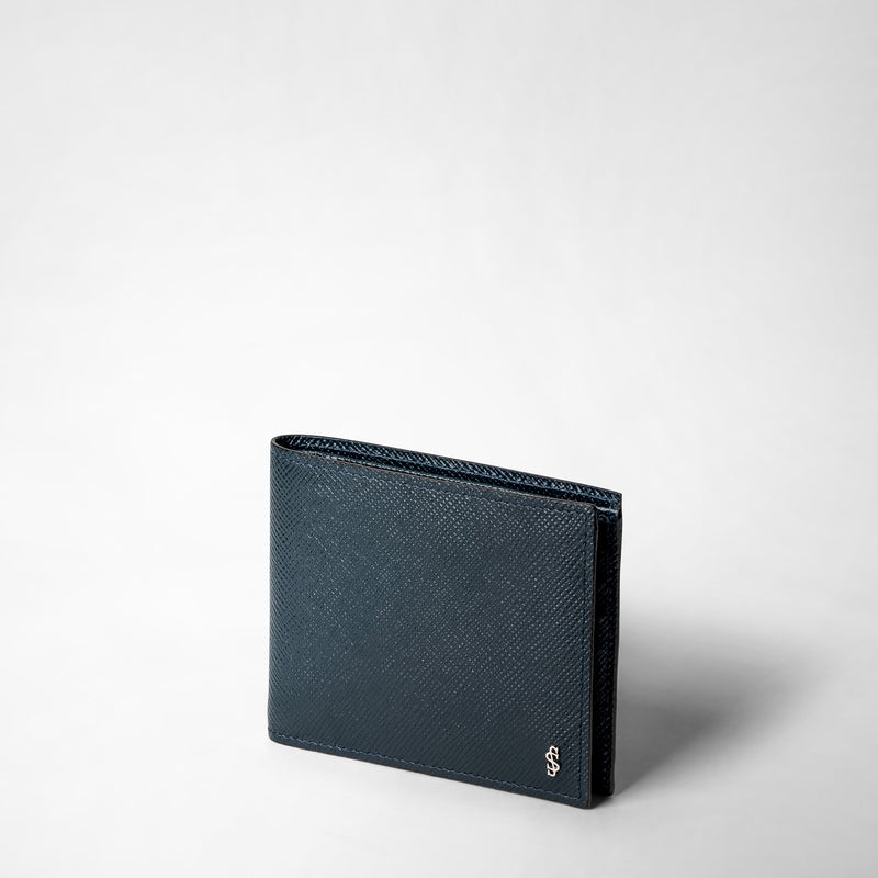 8-card billfold wallet in evoluzione leather - navy blue