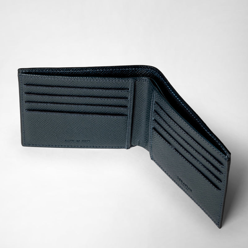 8-card billfold wallet in evoluzione leather - navy blue