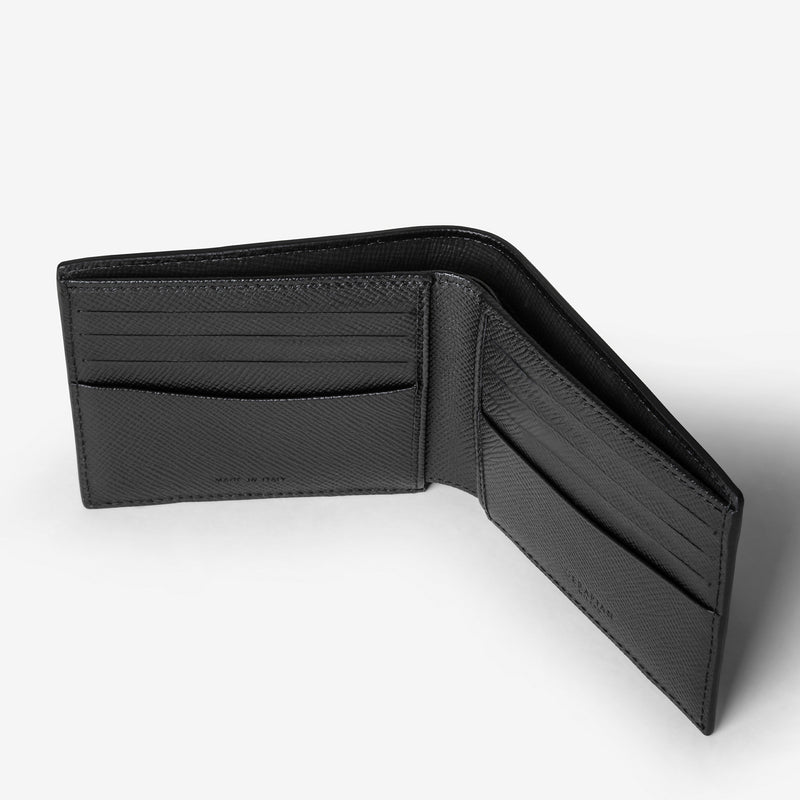 8-card billfold wallet in evoluzione leather - eclipse black