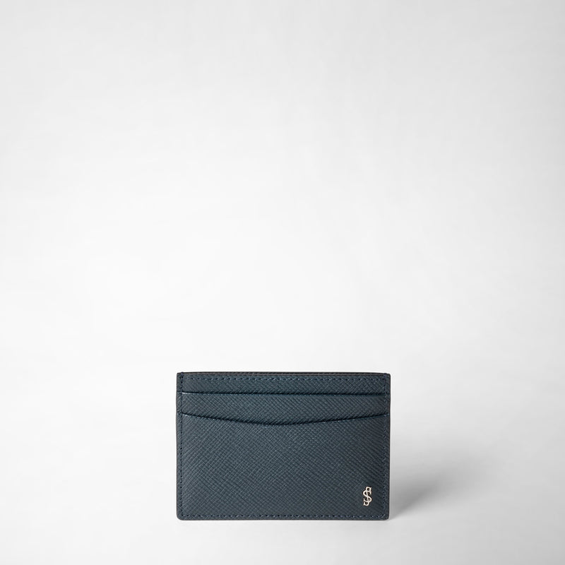 Portacarte per 4 carte in pelle evoluzione - navy blue