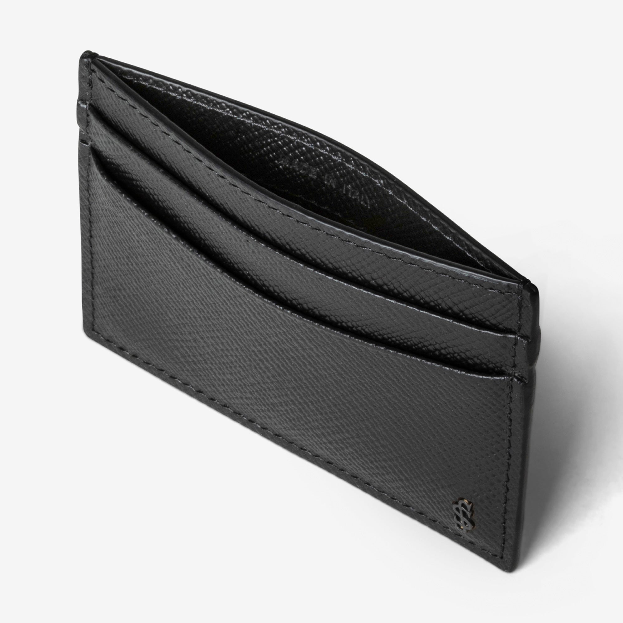 4-card holder in evoluzione leather eclipse black – Serapian