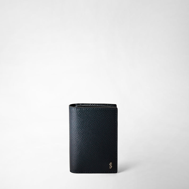 Business card case in evoluzione leather - navy blue