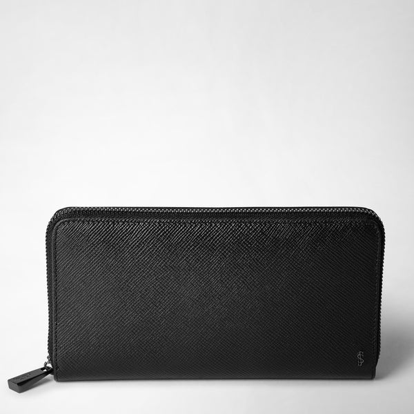 Zip-around wallet in evoluzione leather - eclipse black