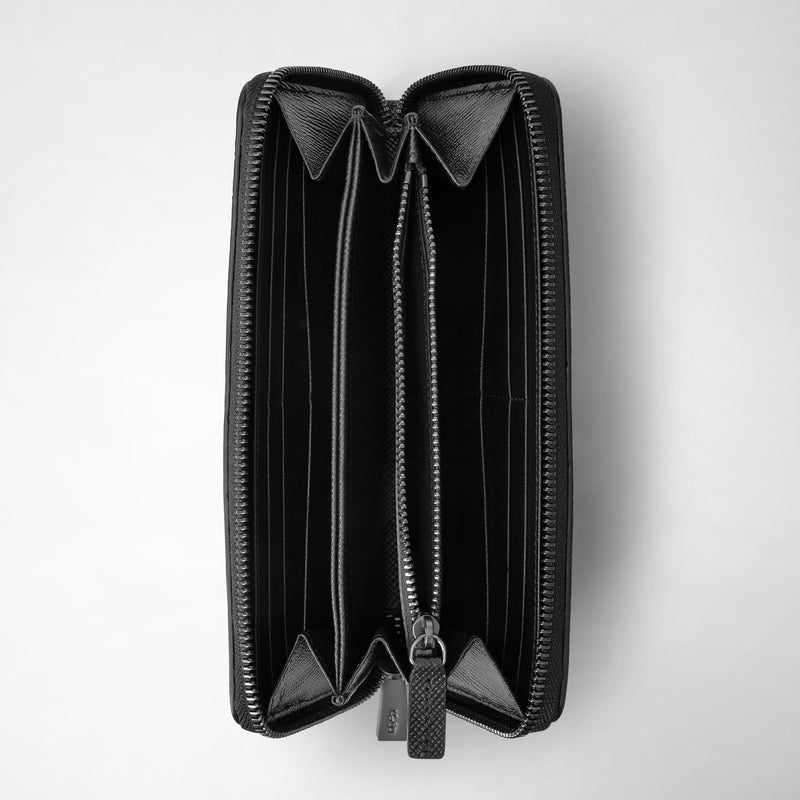 Zip-around wallet in evoluzione leather - eclipse black
