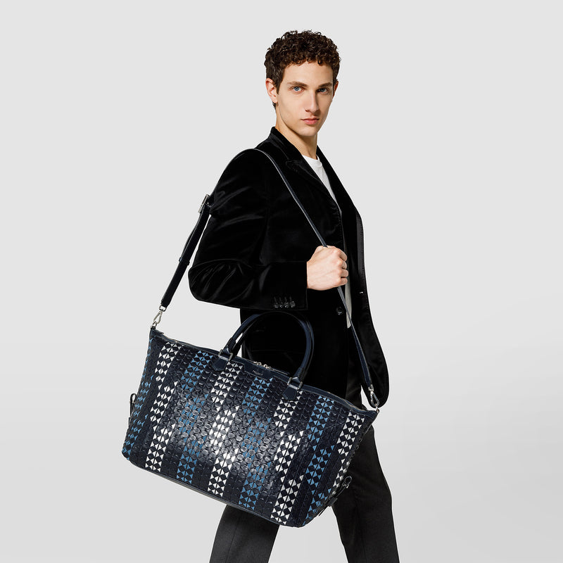 Travel bag in mosaico mestieri d'arte - geometrie navy blue