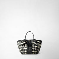 MINI SECRET BAG IN MOSAICO AND ELAPHE Black/Off White