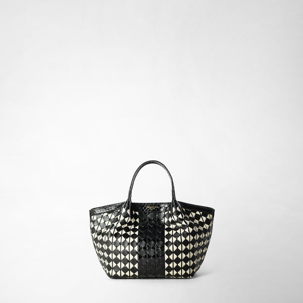 Sac secret mini en mosaico et elaphe - black/off white