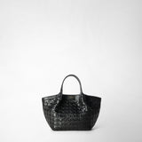 Mini secret bag in mosaico and elaphe - black