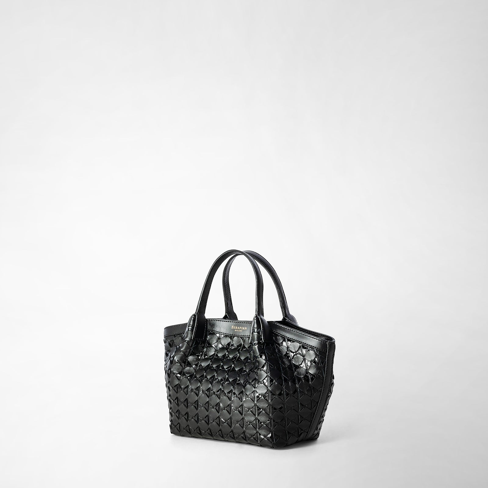 Mini secret bag in mosaico and elaphe black