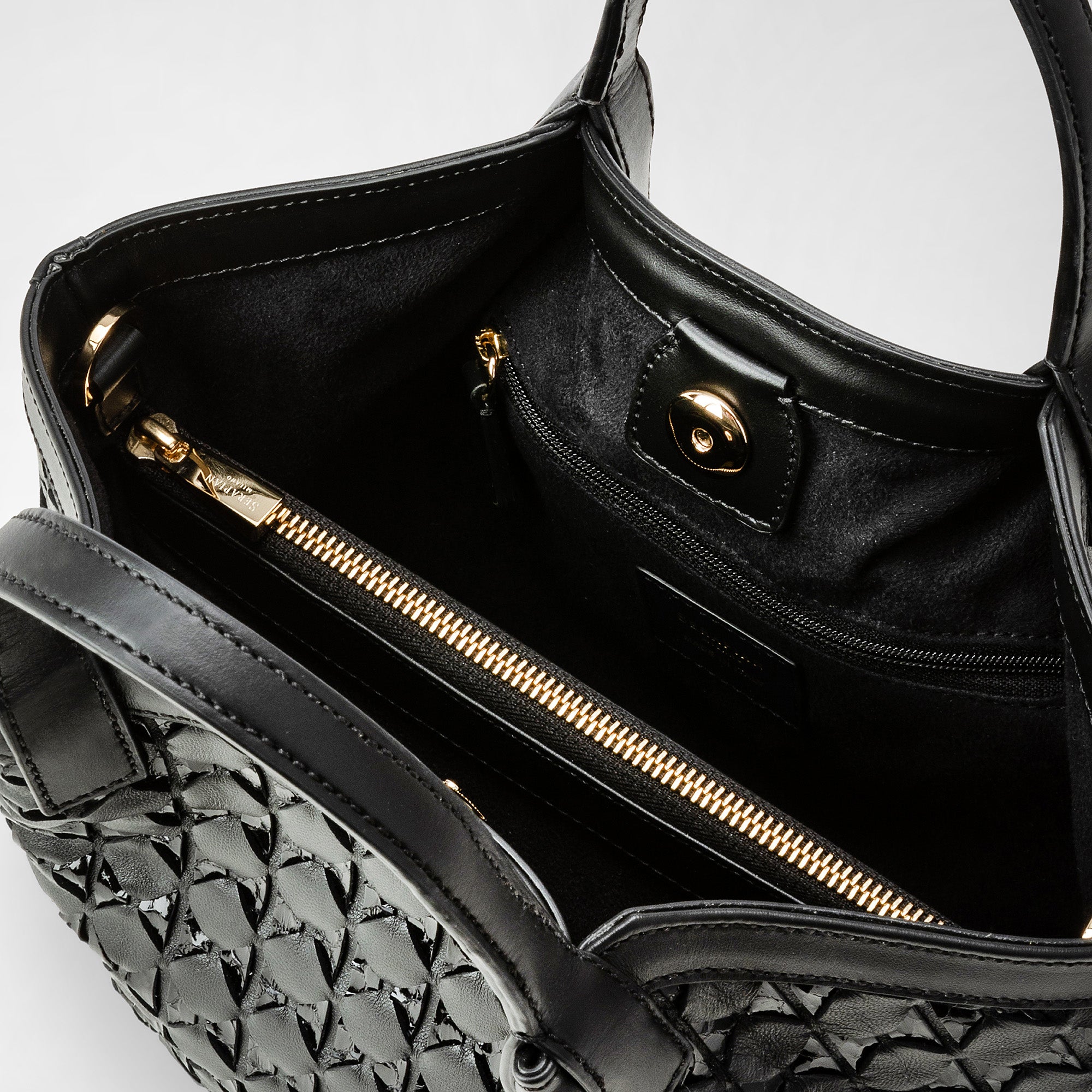 Mini secret bag in mosaico and elaphe black