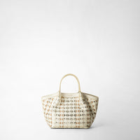 MINI SECRET BAG IN MOSAICO AND ELAPHE Off White/Beige/Light Gold