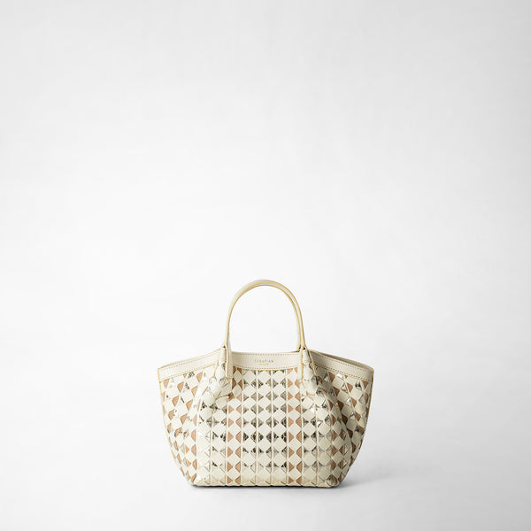 Sac secret mini en mosaico et elaphe - off white/beige/light gold