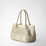 Small secret tote bag in mosaico and elaphe - off white/beige/light gold