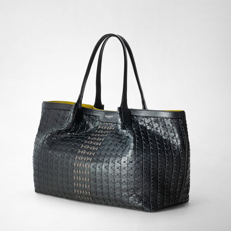 Secret tote bag in mosaico - anthracite/smoke/curry
